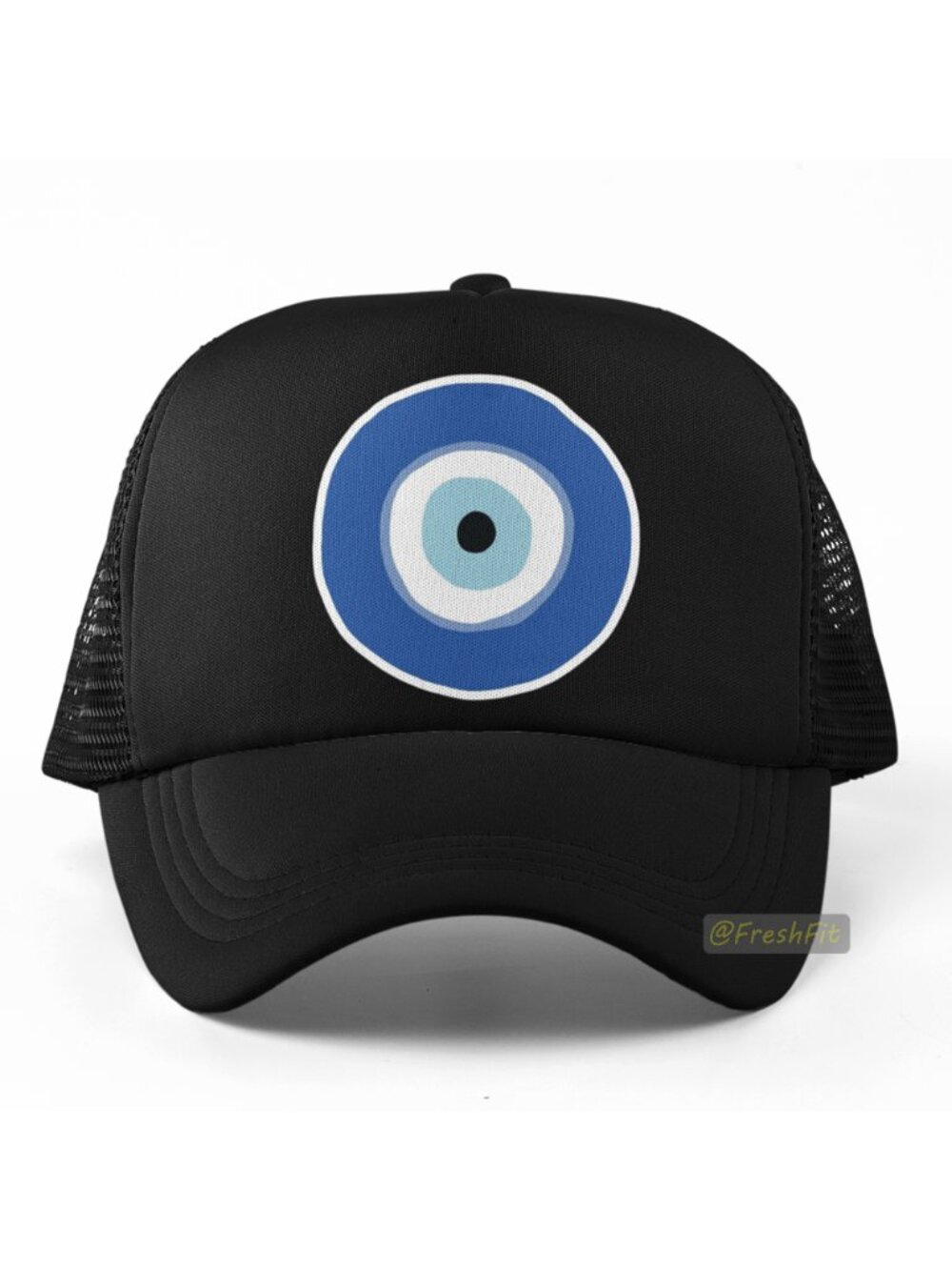 🆕Evil Eye Black Foam Trucker Hat Mesh Snapback Cap